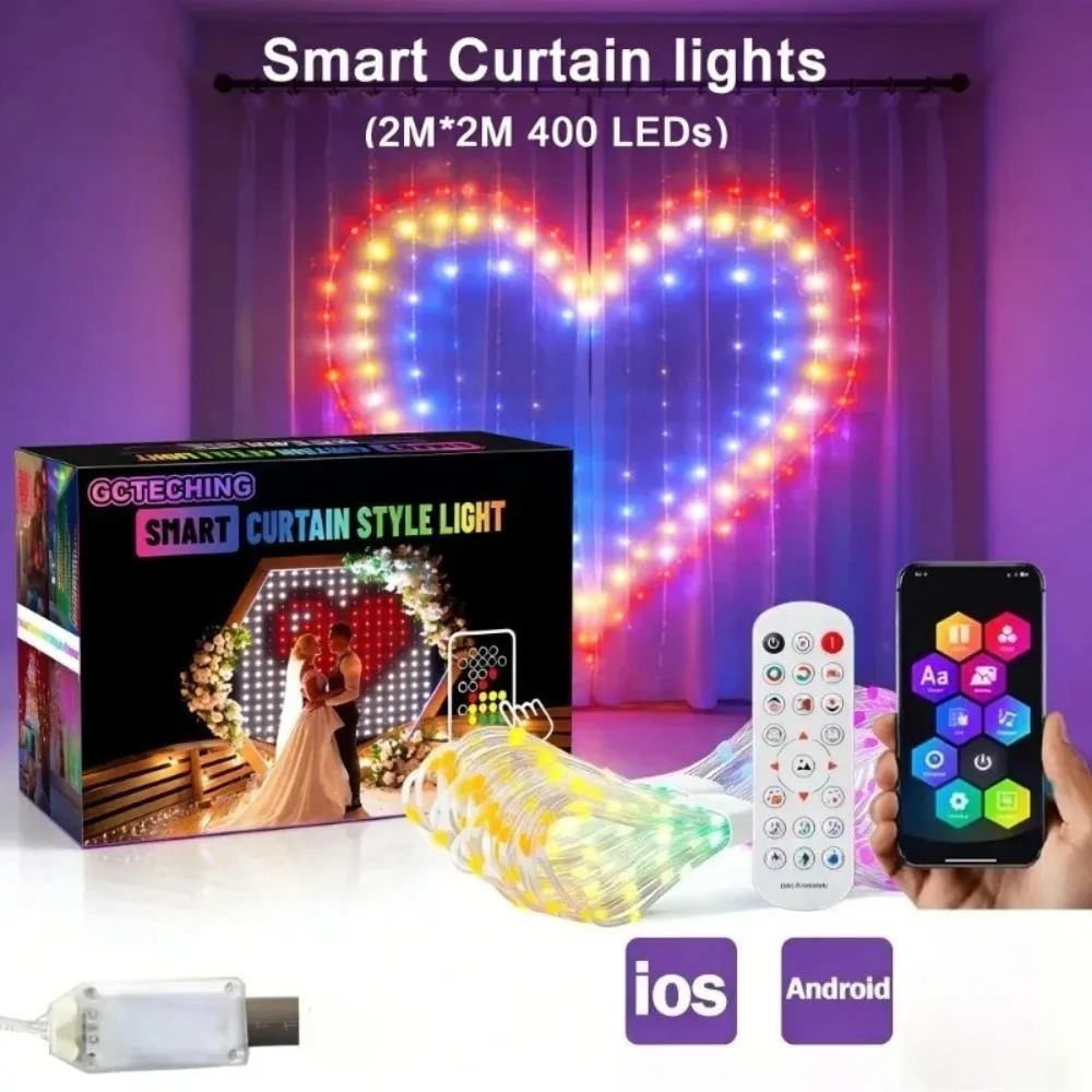 Fairy Light Curtain - Outdoor LED Pixel Curtain Lights Bluetooth