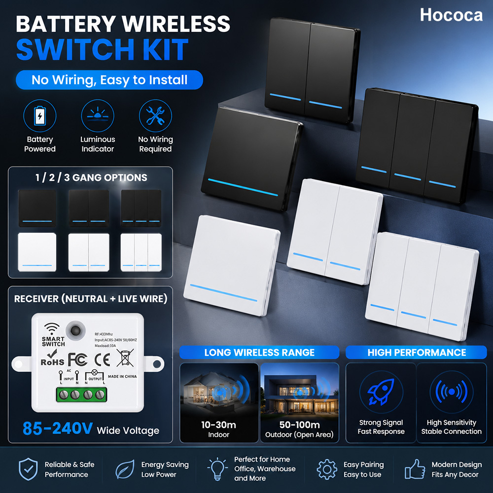 Touch Dimmer Lamp - Hococa CR2032 Battery Wireless Switch 1/2/3