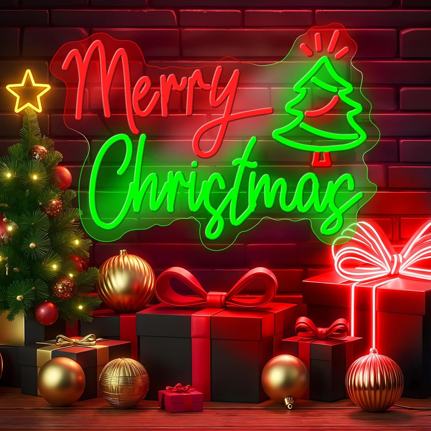 LED Neon Sign Merry Christmas  - огляд і ціна Wall Decor Lighting Tree