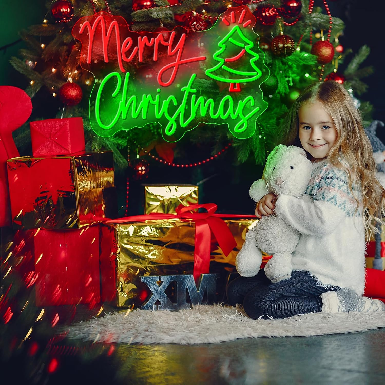 LED Neon Sign Merry Christmas  - огляд і ціна Wall Decor Lighting Tree