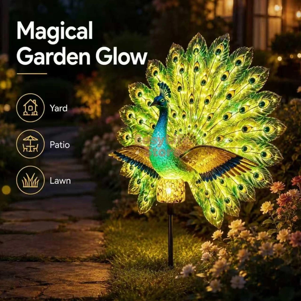 Solar Peacock Garden Sculpture - огляд і ціна String Light Outdoor