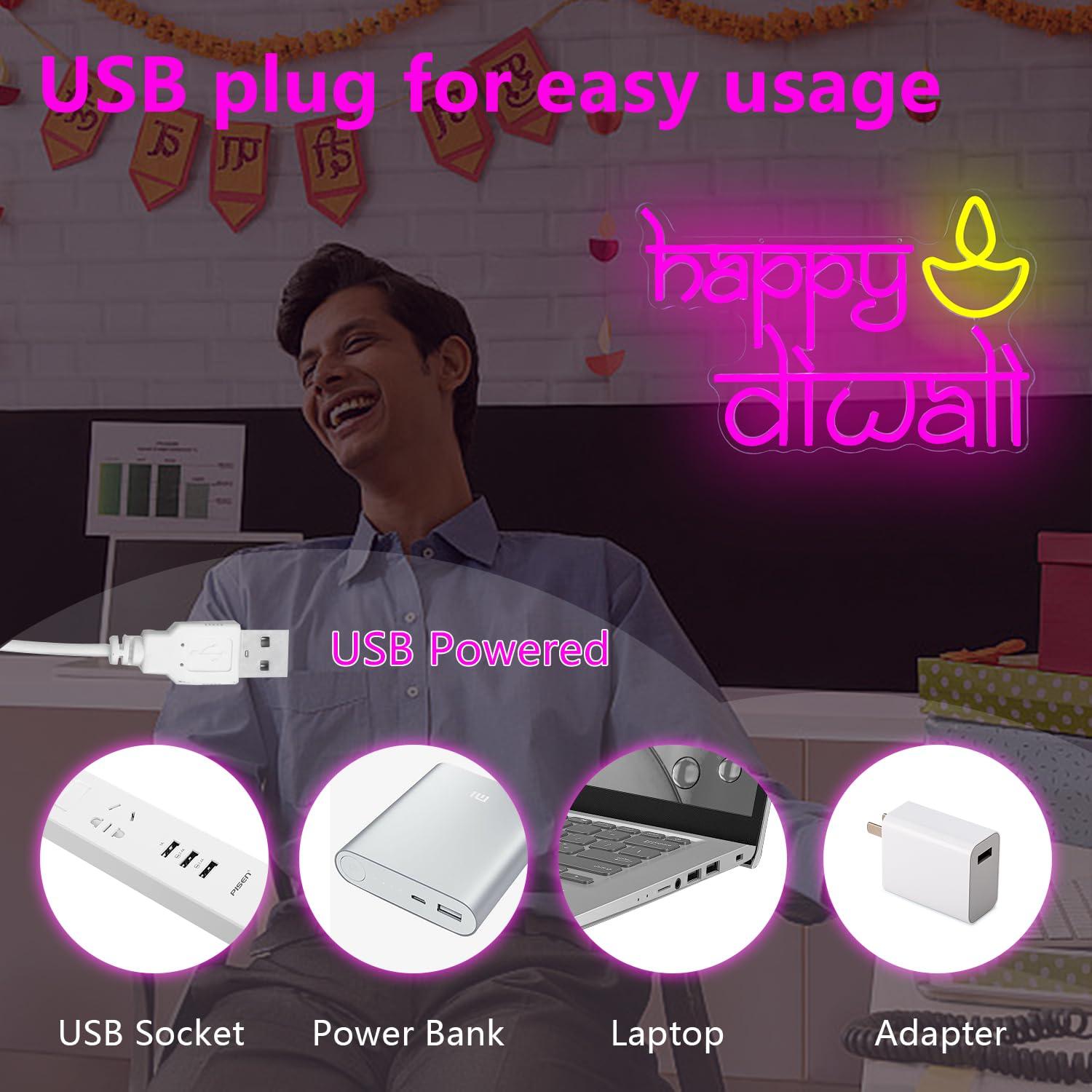 Happy Diwali Neon Sign USB Pow - огляд і ціна Lighting Decor Home