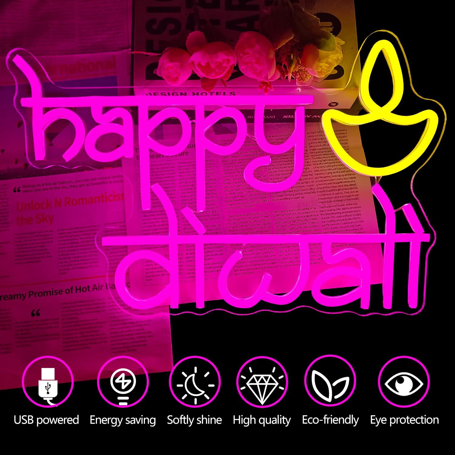 Happy Diwali Neon Sign USB Pow - огляд і ціна Lighting Decor Home