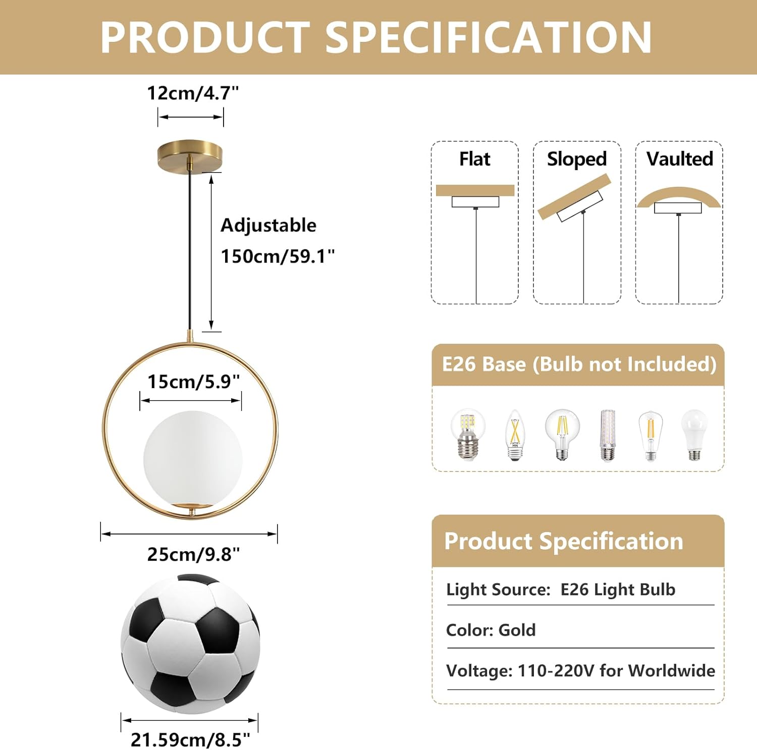 Gold PVC Lampshade Pendant Lig - огляд і ціна Lighting Decor Store