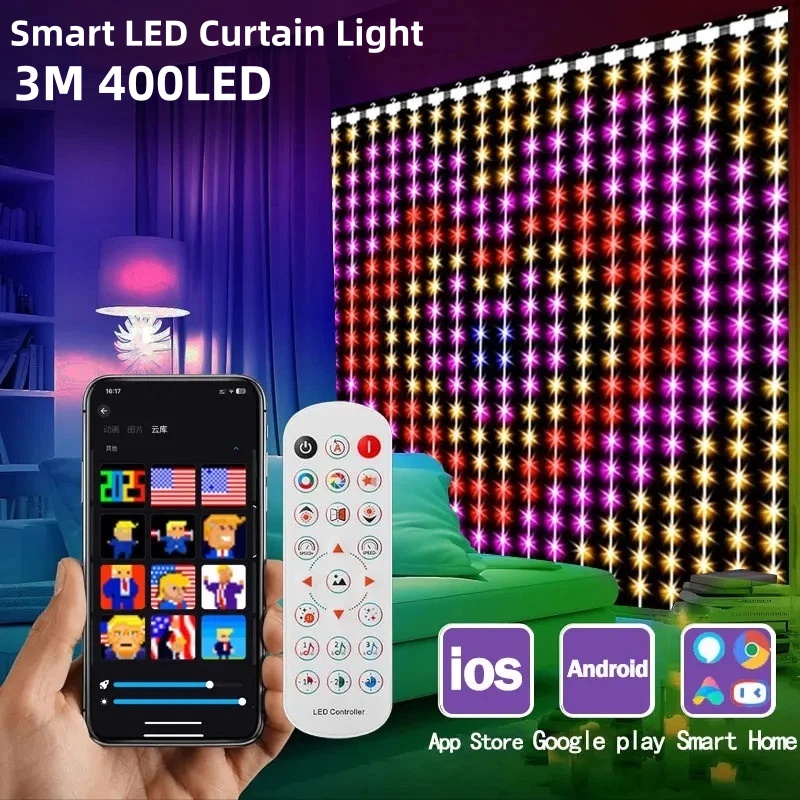 400LED Smart Curtain Lights Bl - огляд і ціна Fairy Light Curtain