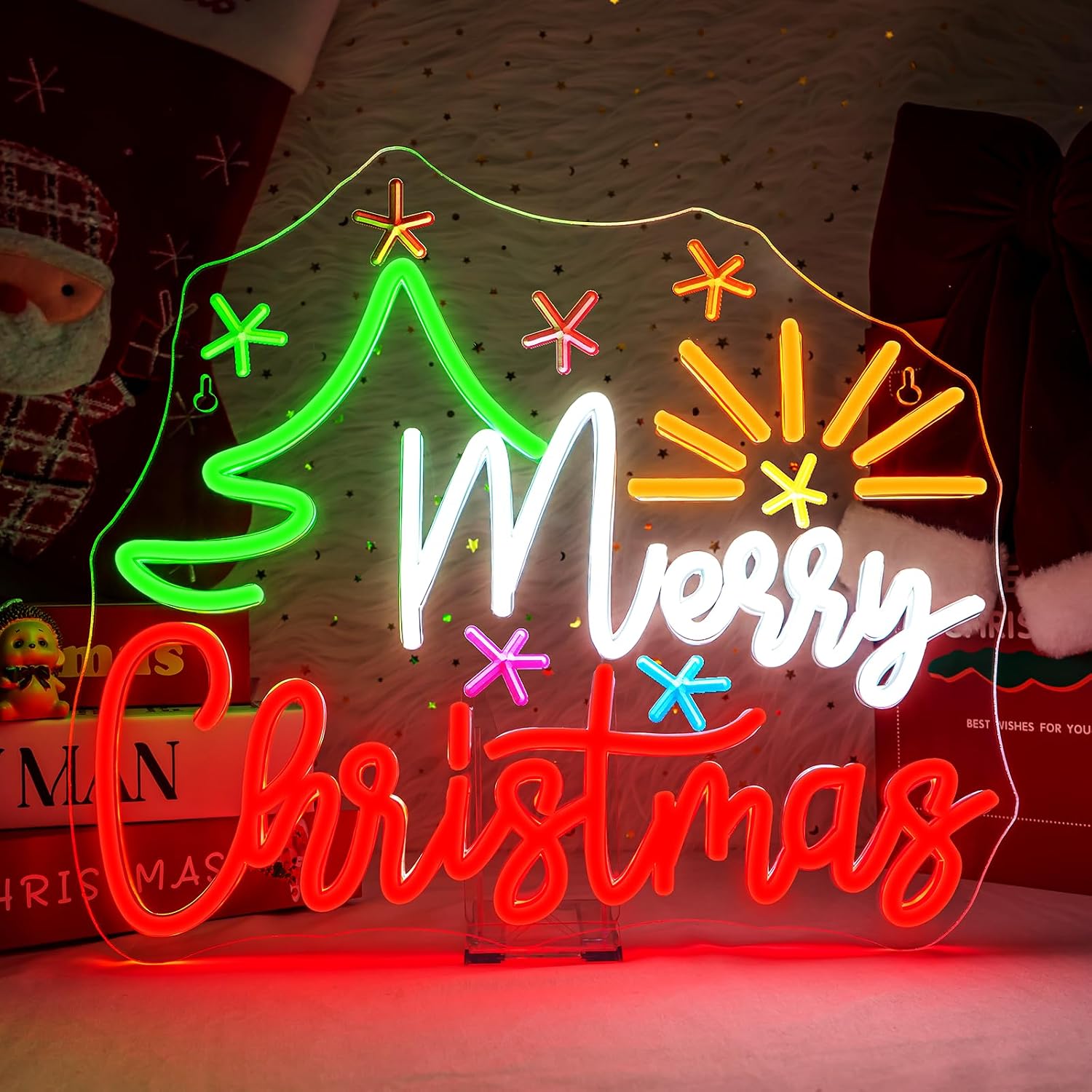 LED Neon Sign Merry Christmas  - огляд і ціна Wall Decor Lighting Tree