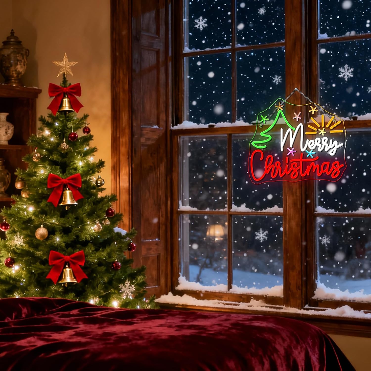 LED Neon Sign Merry Christmas  - огляд і ціна Wall Decor Lighting Tree