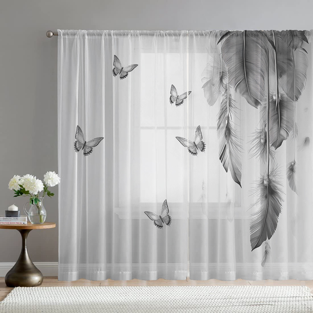 2PCS Digital Print Sheer Curta - огляд і ціна Fairy Light Curtain