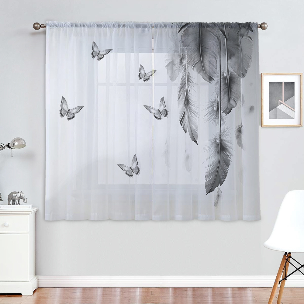 2PCS Digital Print Sheer Curta - огляд і ціна Fairy Light Curtain