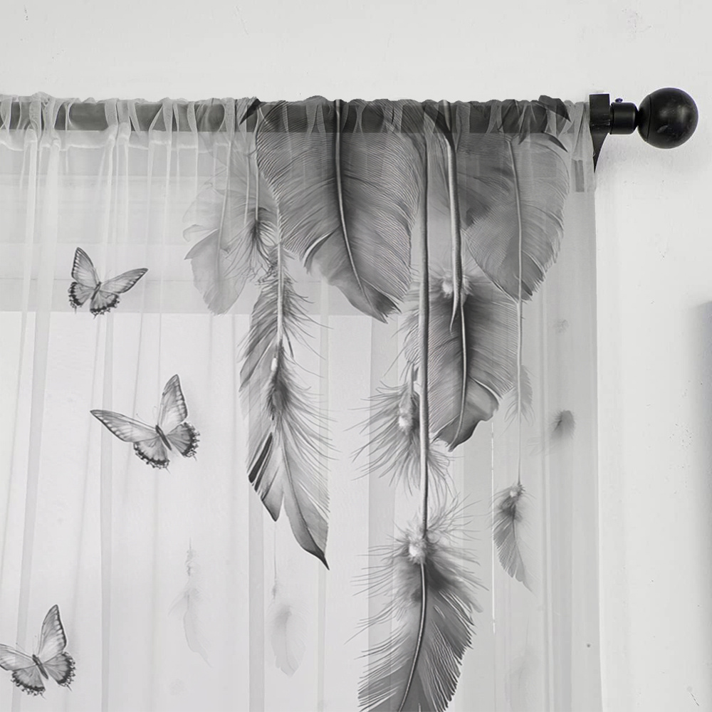 2PCS Digital Print Sheer Curta - огляд і ціна Fairy Light Curtain
