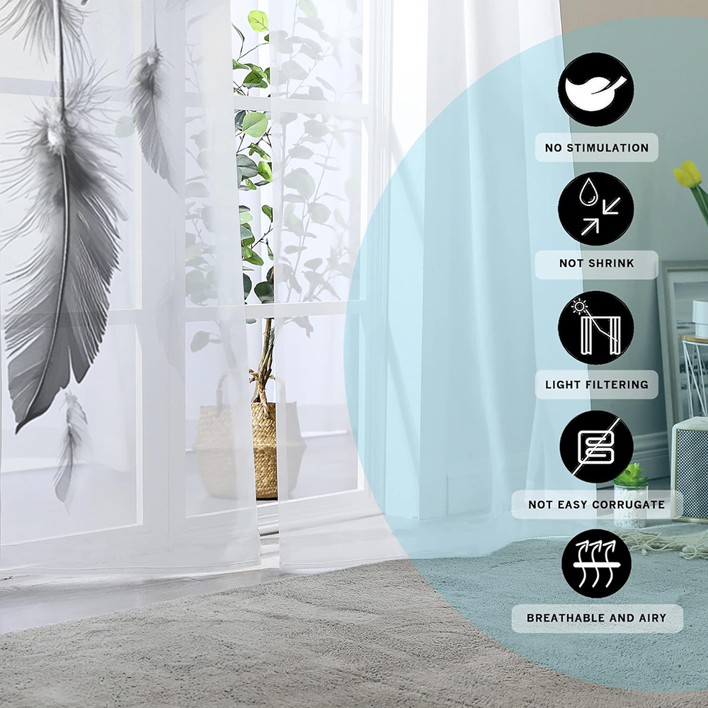 2PCS Digital Print Sheer Curta - огляд і ціна Fairy Light Curtain