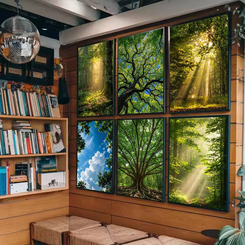 Sunbeam Forest Nature Poster,  - огляд і ціна Wall Decor Lighting Tree