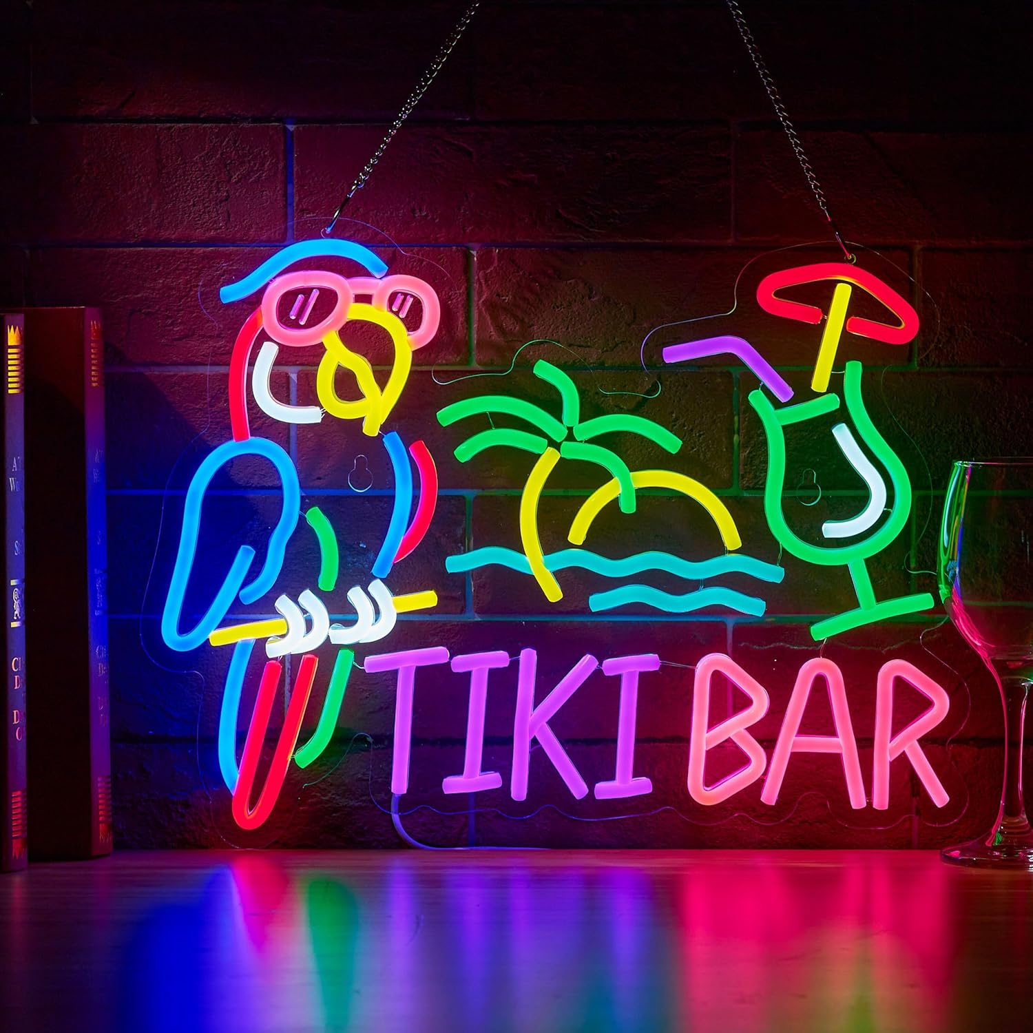 Tiki Bar Parrot Palm Tree Neon - огляд і ціна Wall Decor Lighting Tree