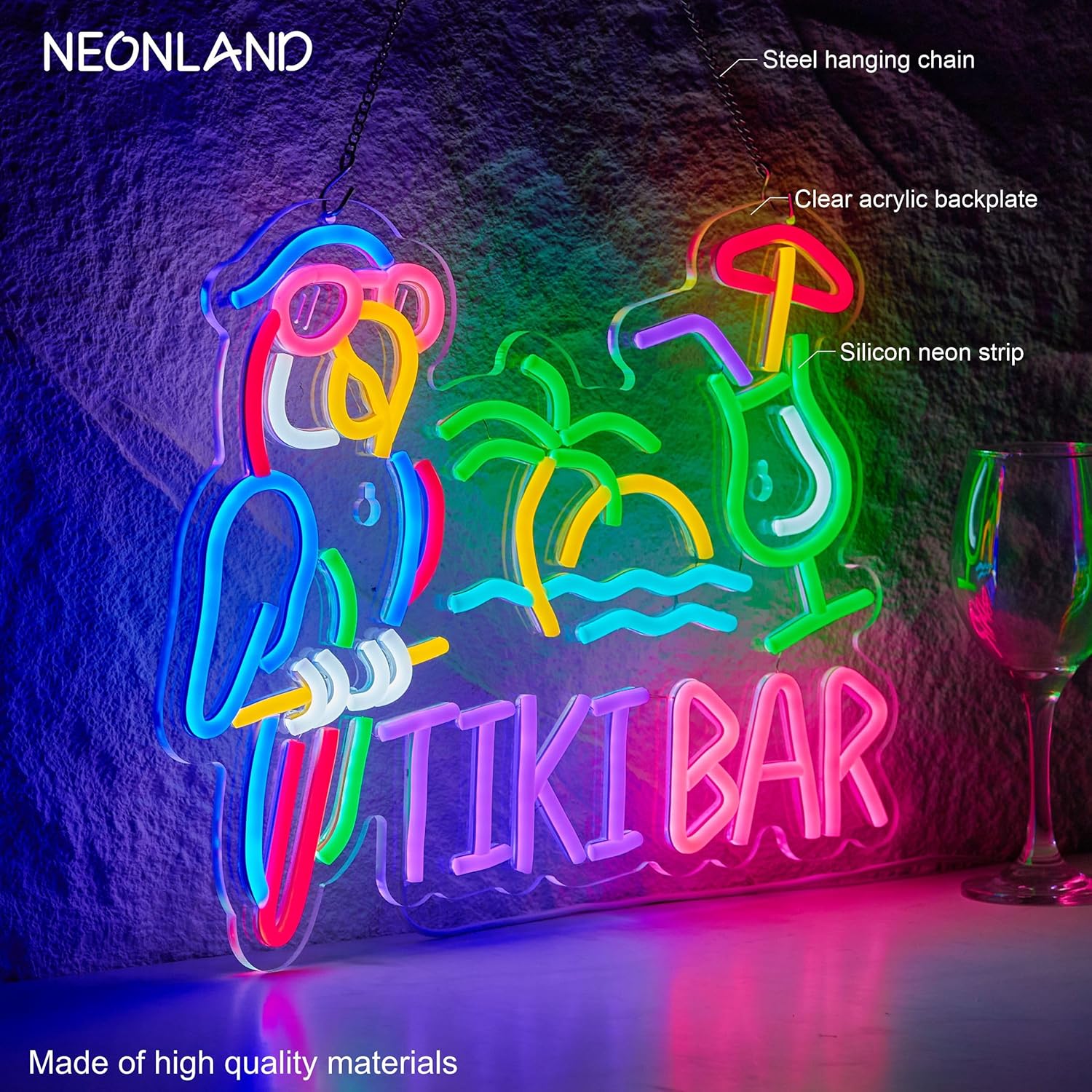 Tiki Bar Parrot Palm Tree Neon - огляд і ціна Wall Decor Lighting Tree