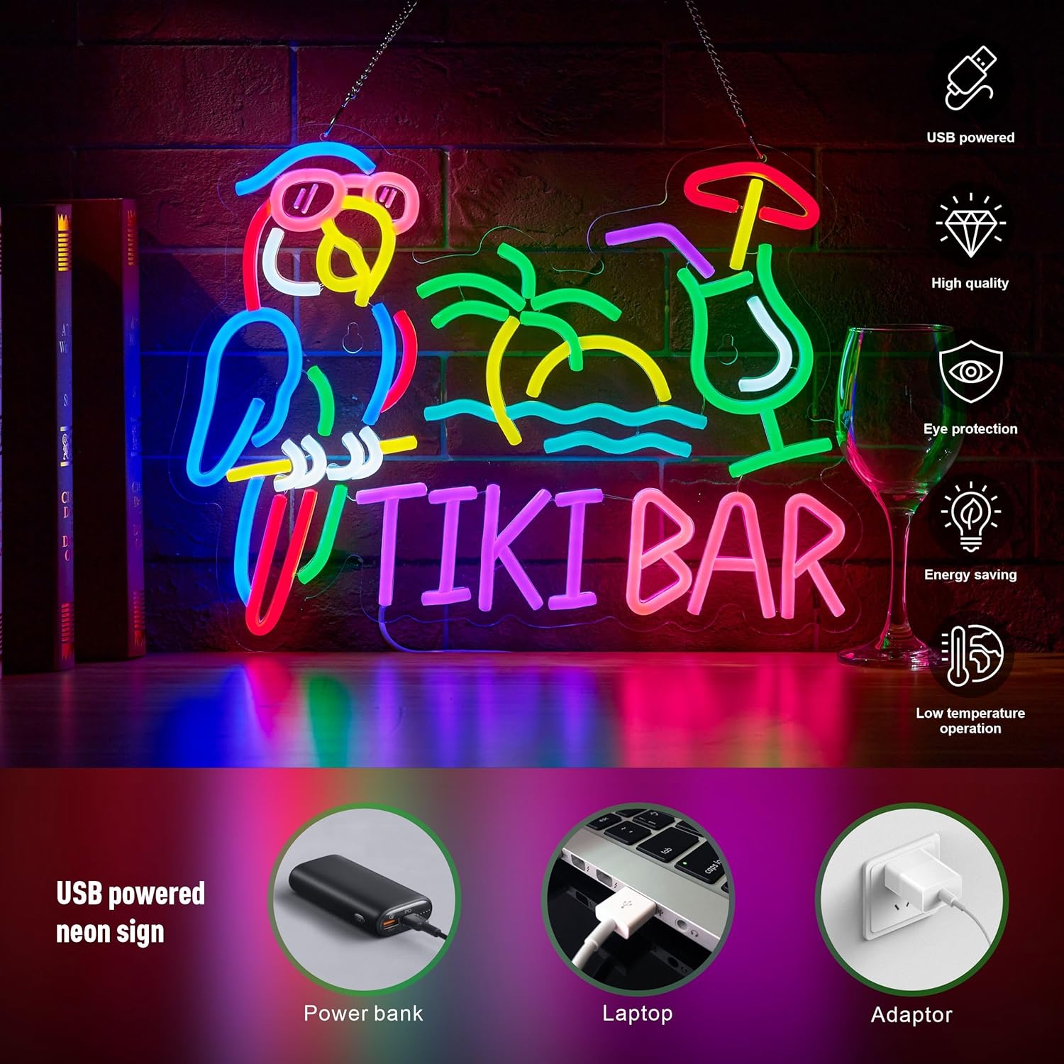 Tiki Bar Parrot Palm Tree Neon - огляд і ціна Wall Decor Lighting Tree