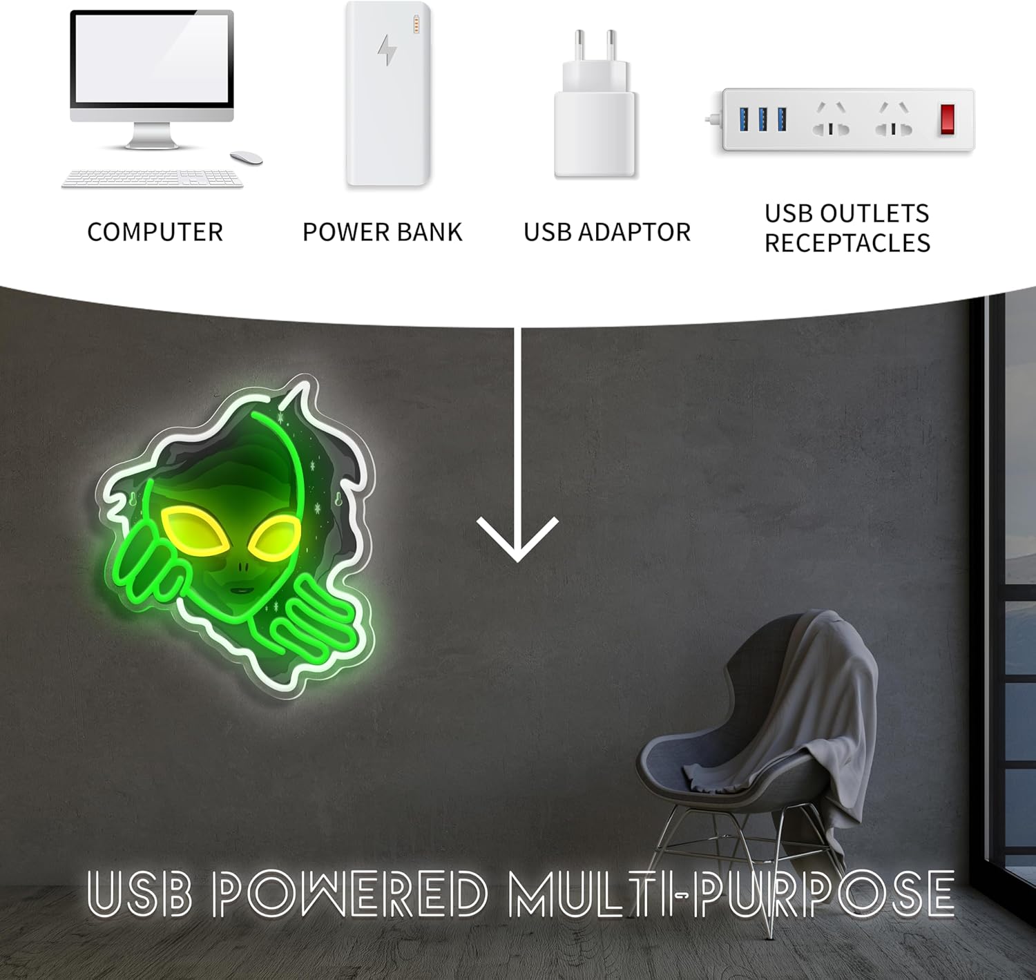 Alien Face Neon Sign Green Glo - огляд і ціна Outdoor Lighting Decor Ideas