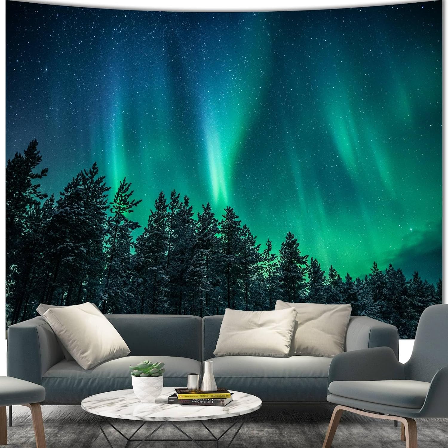 Large Northern Lights Tapestry - огляд і ціна Wall Decor Lighting Tree